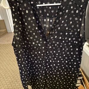 Torrid Black Top with White Skull and Star Pattern
